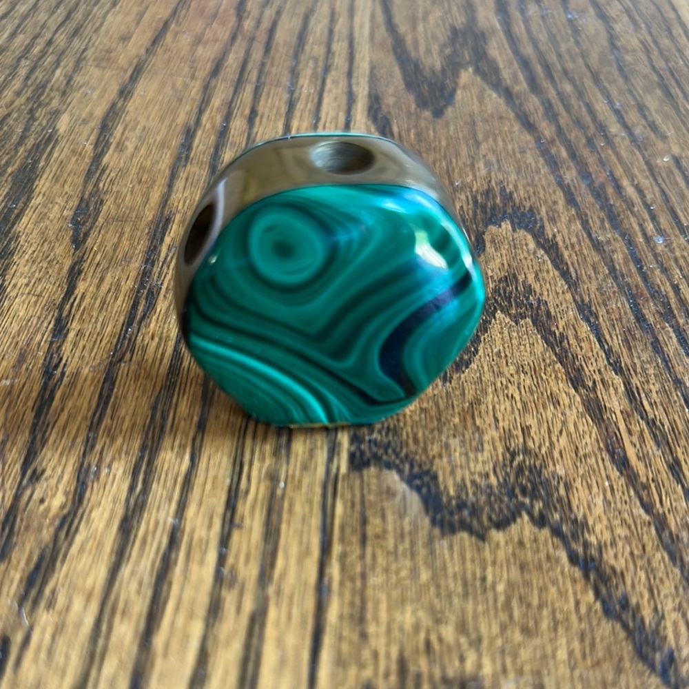 Polished Malachite and Copper 1930’s French Art Deco Pen Holder 18 grams
